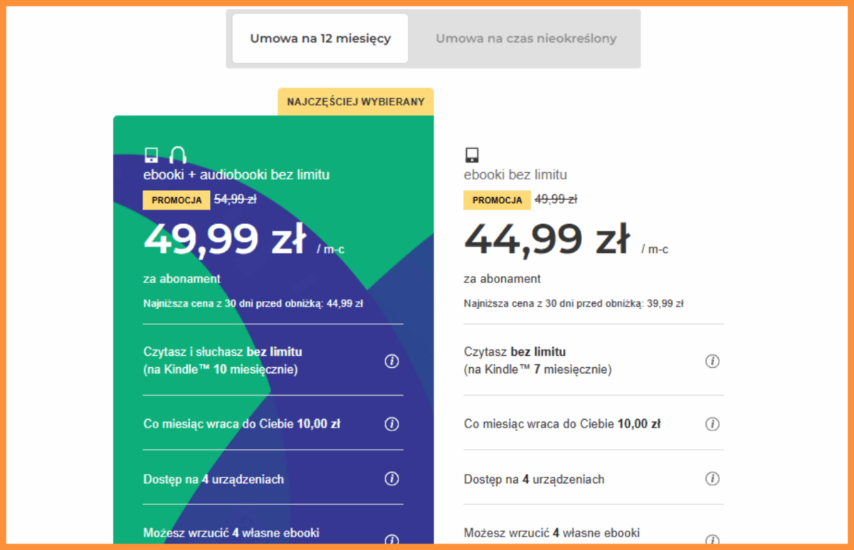 Cena subskrypcji Legimi na rok