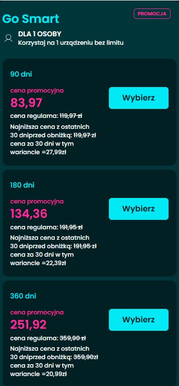 Go smart cena subskrypcji w Empik Go