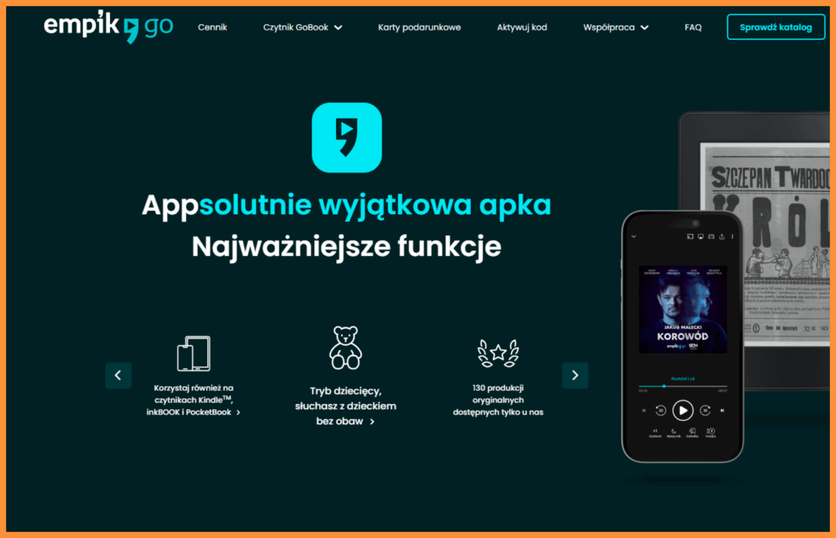 Informacje o aplikacji Empik Go na stronie Empik