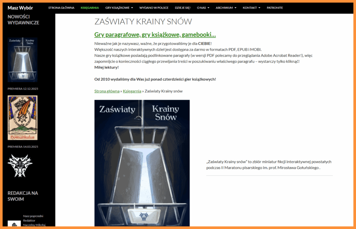 Gry paragrafowe i gamebooki za darmo na stronie Masz-wybór