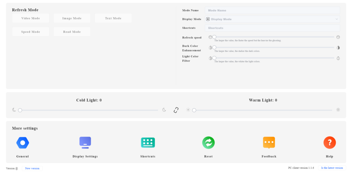 Aplikacja do ustawień monitora E-ink Mira Pro Color