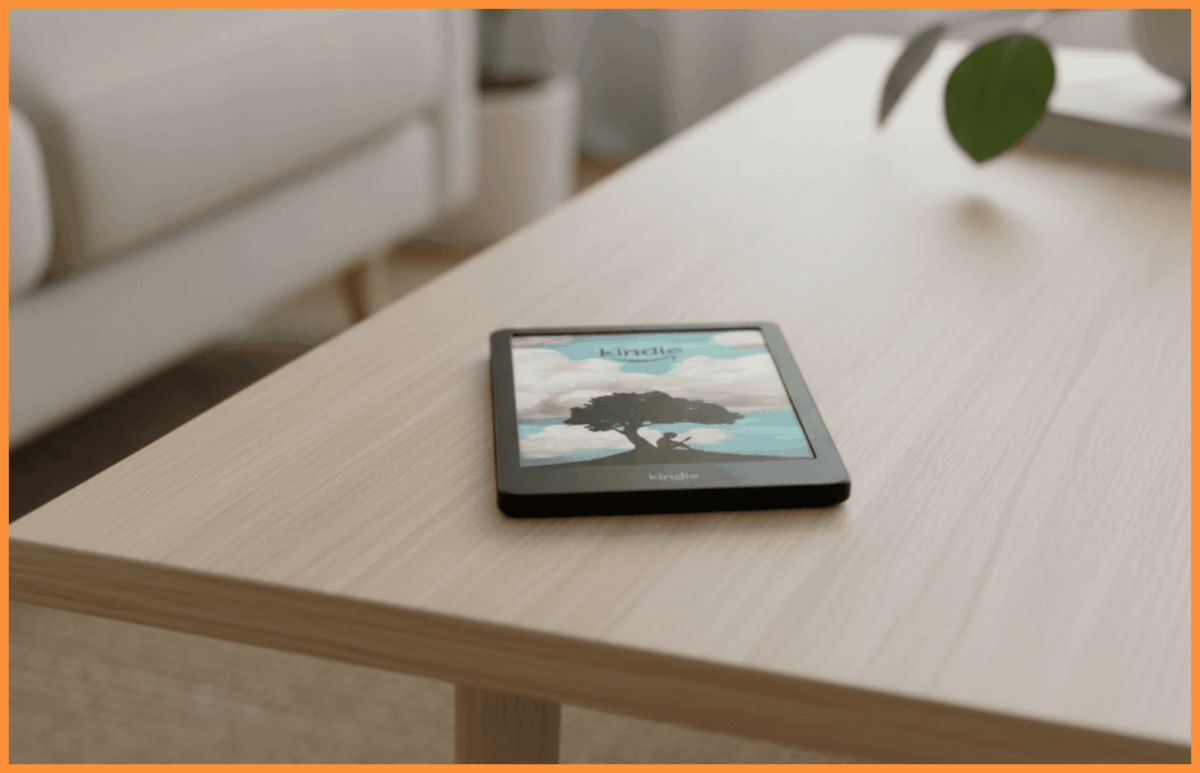 Lifestylowe zdjęcie przedstawiające czytnik e-book Kindle Colorsoft SE