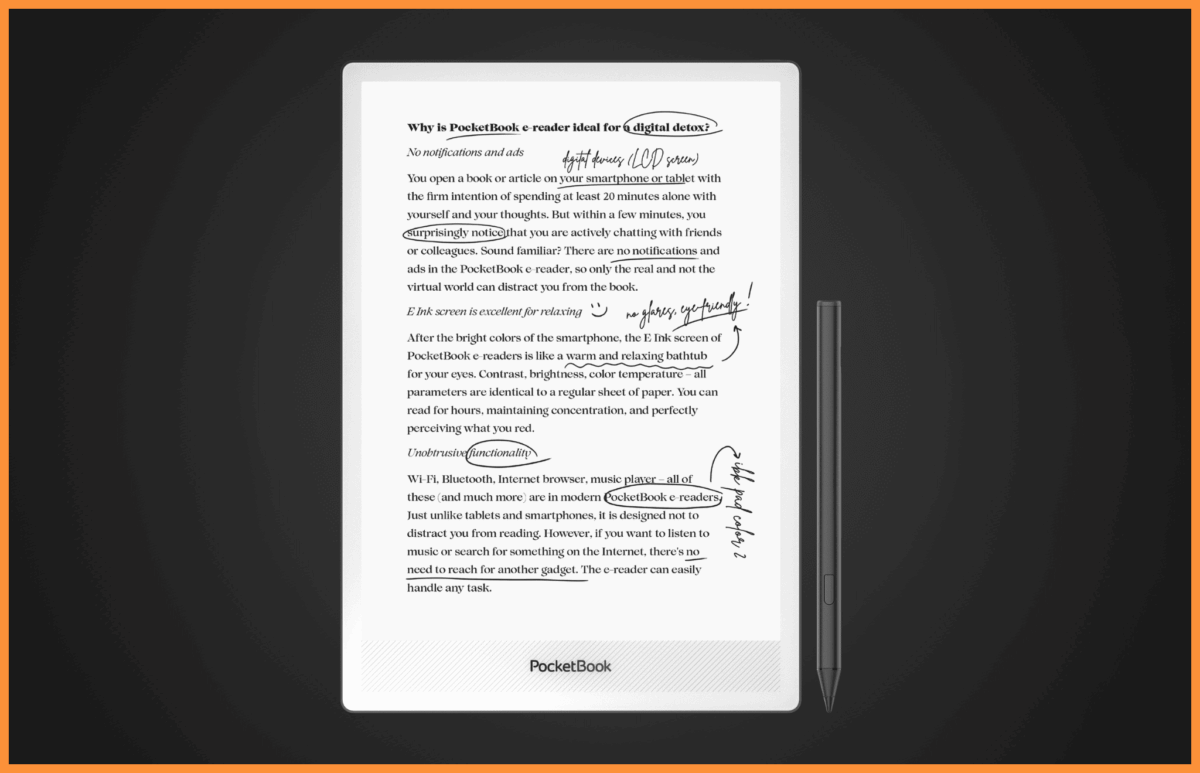 wygląd czytnika InkPad One na czarnym tle