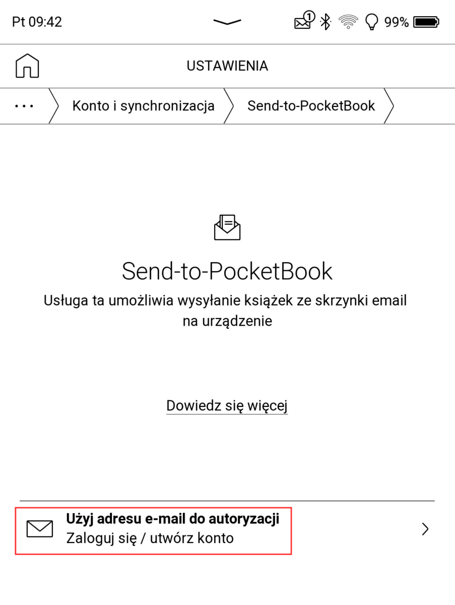 Logowanie do Send To PocketBook