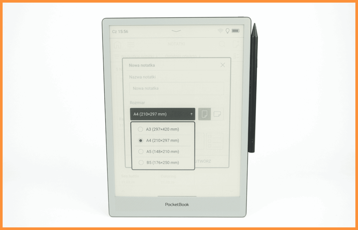 Czytnik E ink z rysikiem