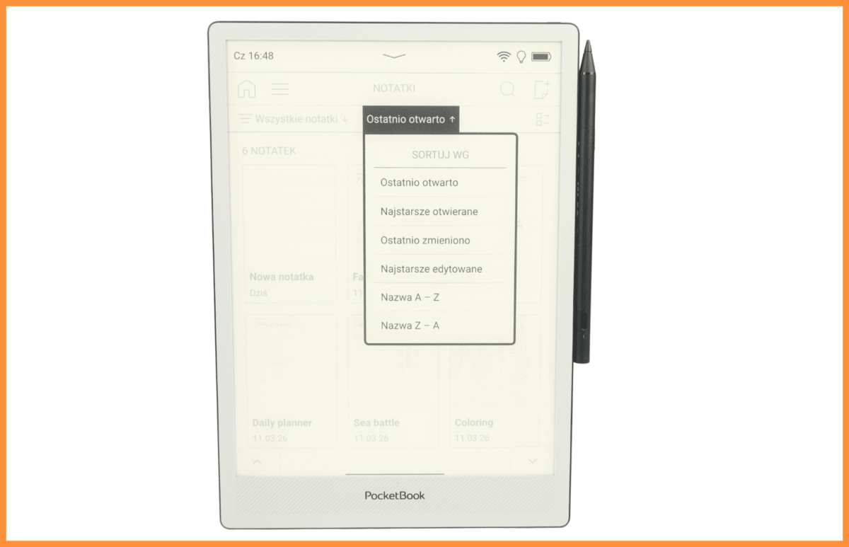 Sortowanie notatek