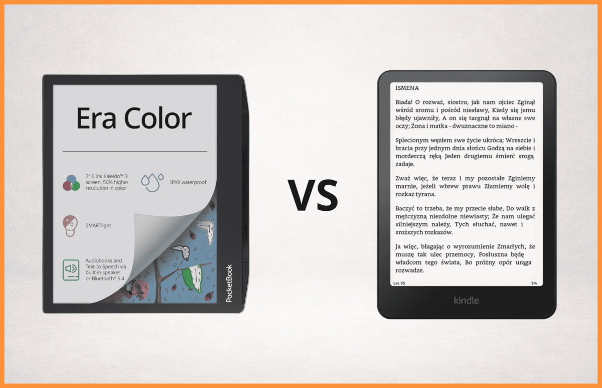 Czarnobiały vs Kolorowy czytnik e-book