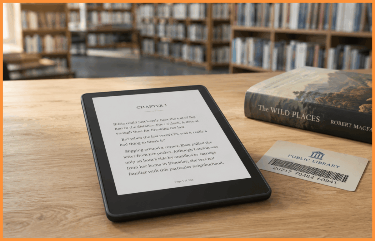 Czytnik e-book w bibliotece