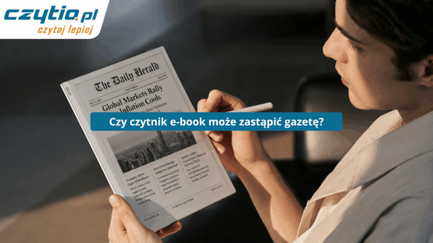 Chłopak czytający gazetę na czytniku e-booków