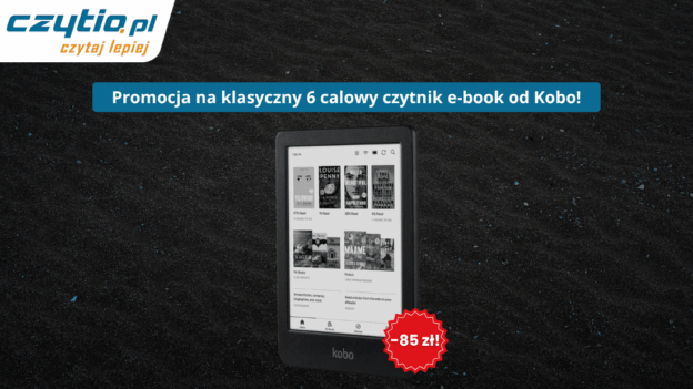 Czytnik e-book Kobo Clara BW taniej o 85 zł na czarnym tle