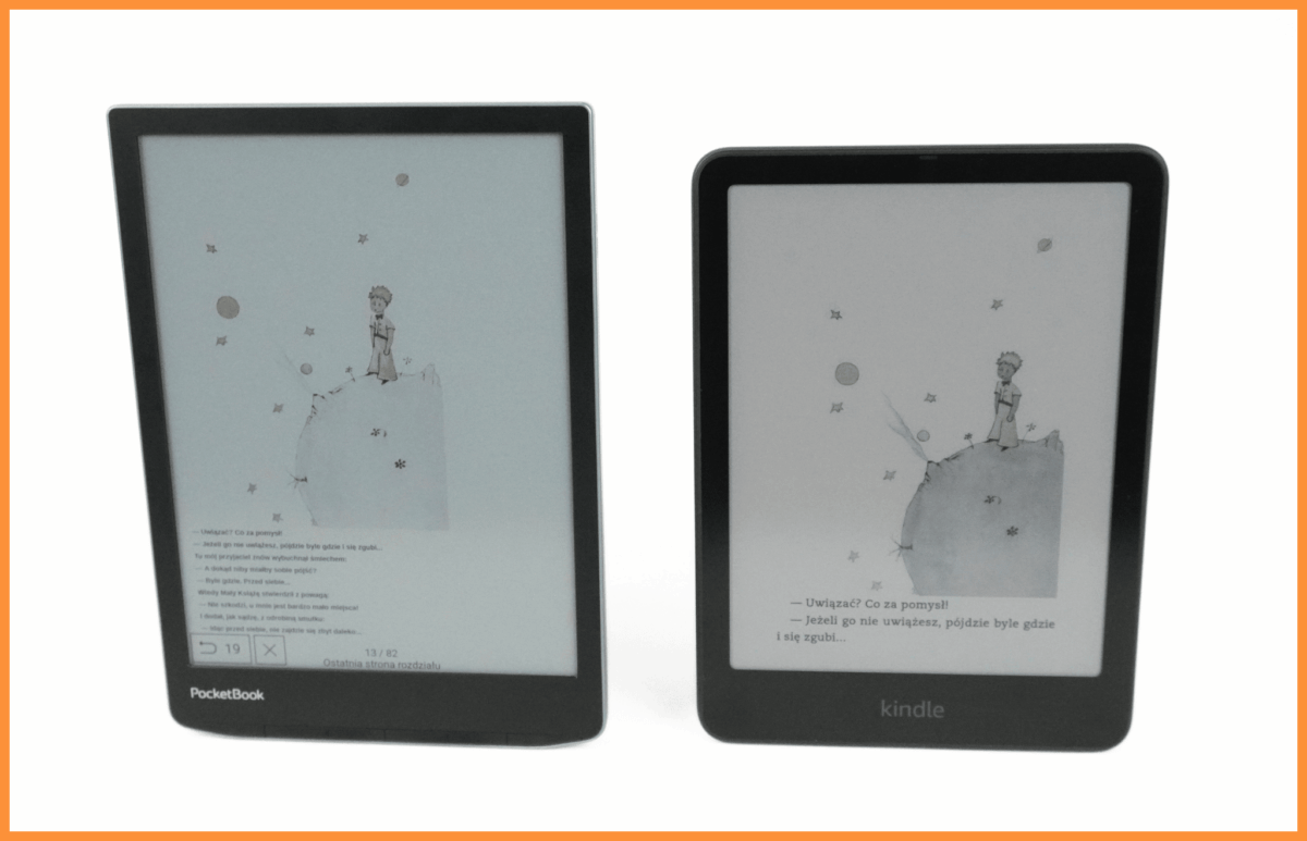 Dwa czytniki ebooków o wyłączonym podświetleniu